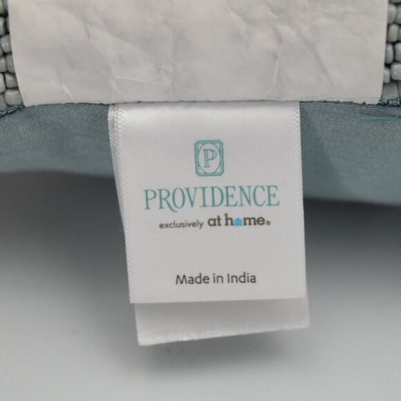 Providence Beaded Throw Pillow Fern Blue White 12"x12" - Picture 4 of 6